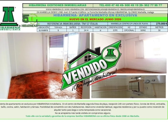 Ficha comercial del anuncio, vendido – Apartamento TM51 Italia, Marbella centro